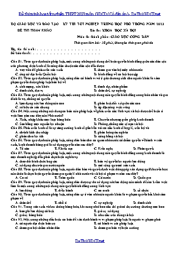 Đề thi minh họa tốt nghiệp THPT 2023 môn GDCD (Có đáp án)