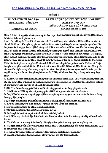 Bộ 9 Đề thi HSG Giáo dục Kinh tế & Pháp luật 12 (Có đáp án)